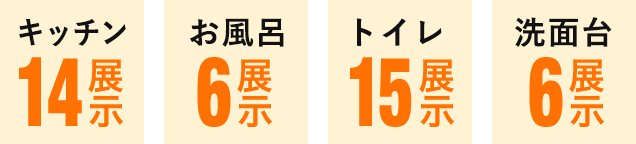 キッチン14展示　お風呂6展示　トイレ15展示　トイレ6展示