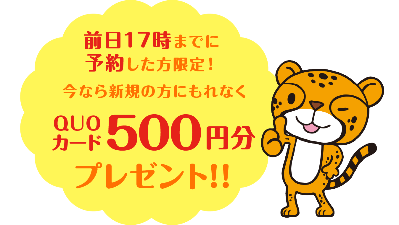 今なら新規の方にもれなくQUOカード500円分プレゼント！